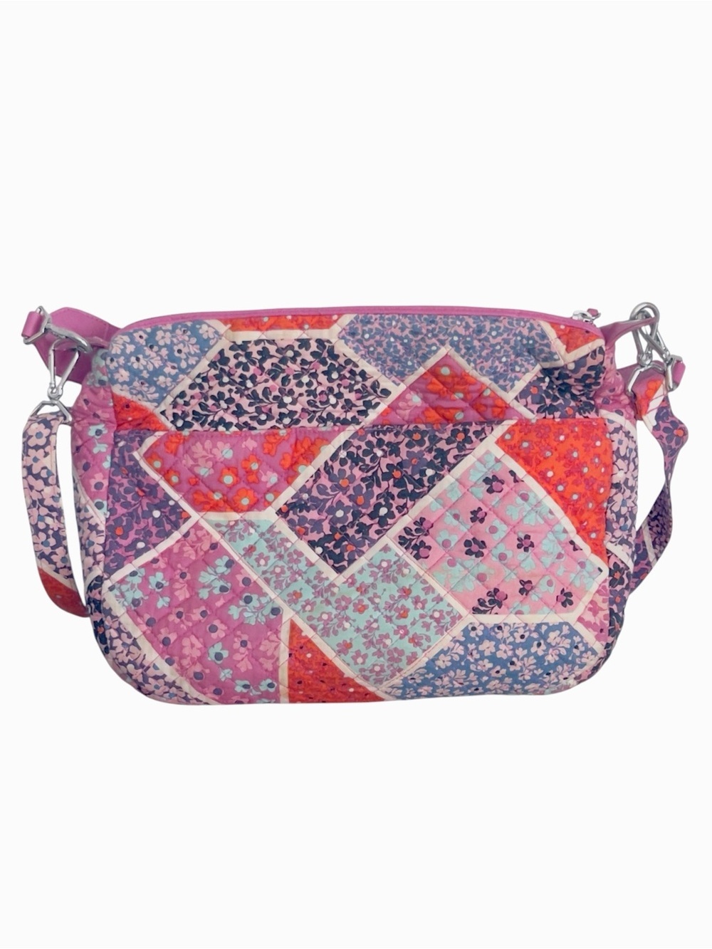 Vera Bradley Patchwork Quilted Ditzy Floral Shoulder Bag Canvas Strap Pink/Multi - Picture 4 of 16